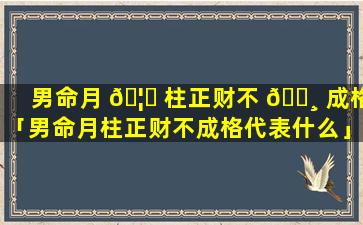 男命月 🦄 柱正财不 🕸 成格「男命月柱正财不成格代表什么」